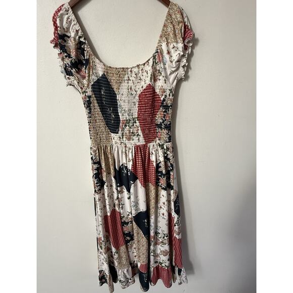 Urban Outfitters Tessie Smocked Dress Size M Prarie Midi Peasant Boho Festival - Picture 7 of 10